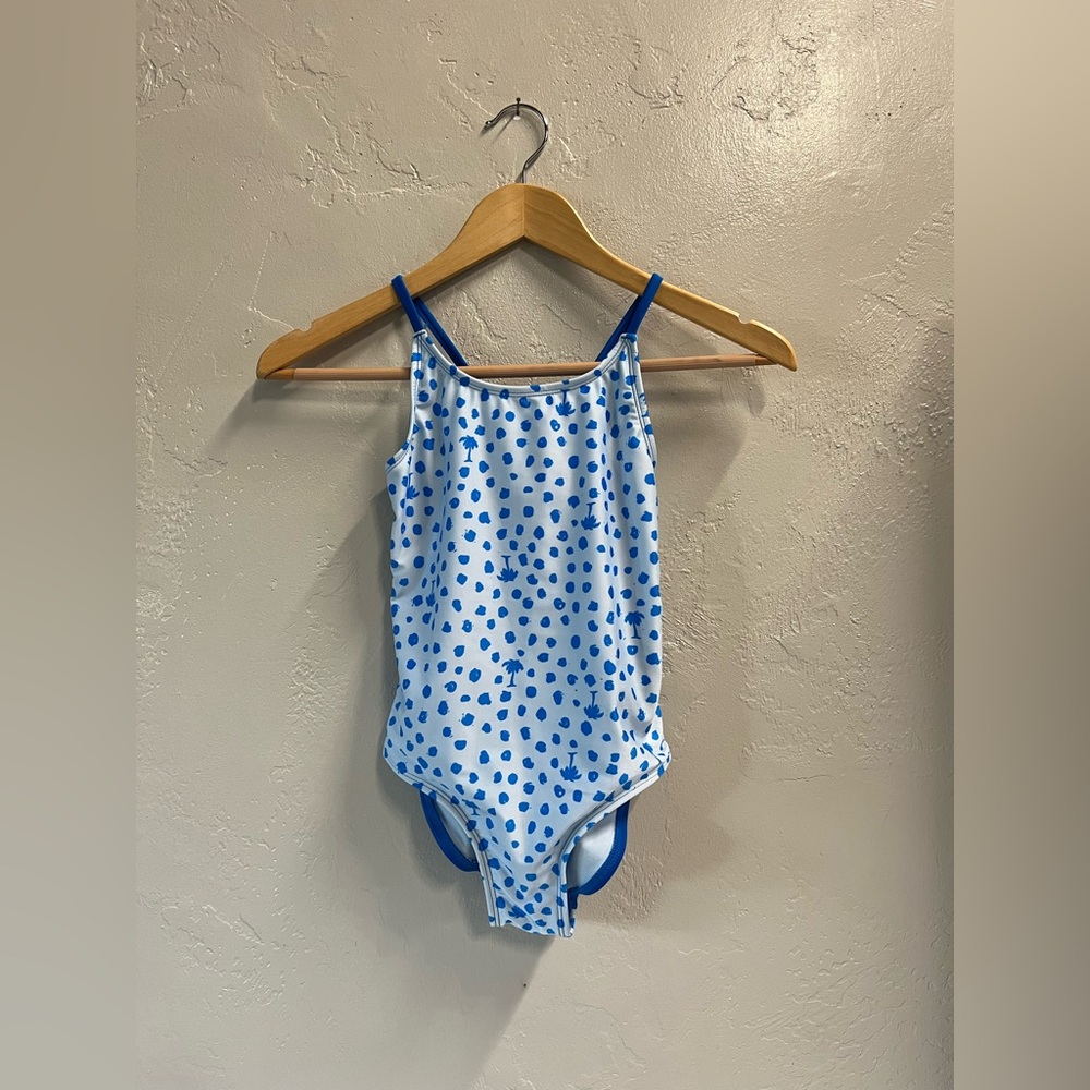 Cat & Jack Girl’s Blue One-Piece Swimsuit Medium (8) Plus NWT Crisscross Back